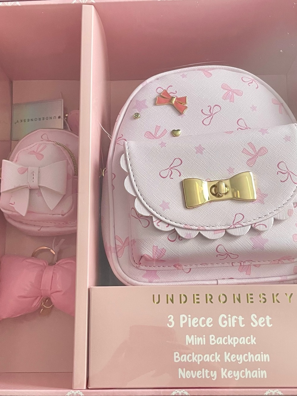 Under One Sky Pink Bow Mini Backpack Gift Set